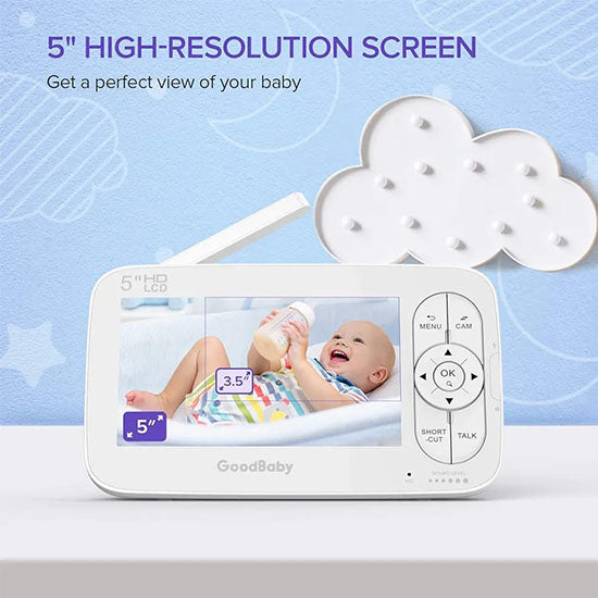 Baby Monitor with 1 Camera and Audio - 5¡± Display Video Baby Monitor Remote Pan