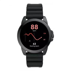 Fossil Gen 5E Stainless Steel HR Touchscreen For Men, Smartwatch with Speaker, Heart Rate, GPS, Music Storage and Smartphone Notifications, Leather Strap (Black) (Pre-Owned)