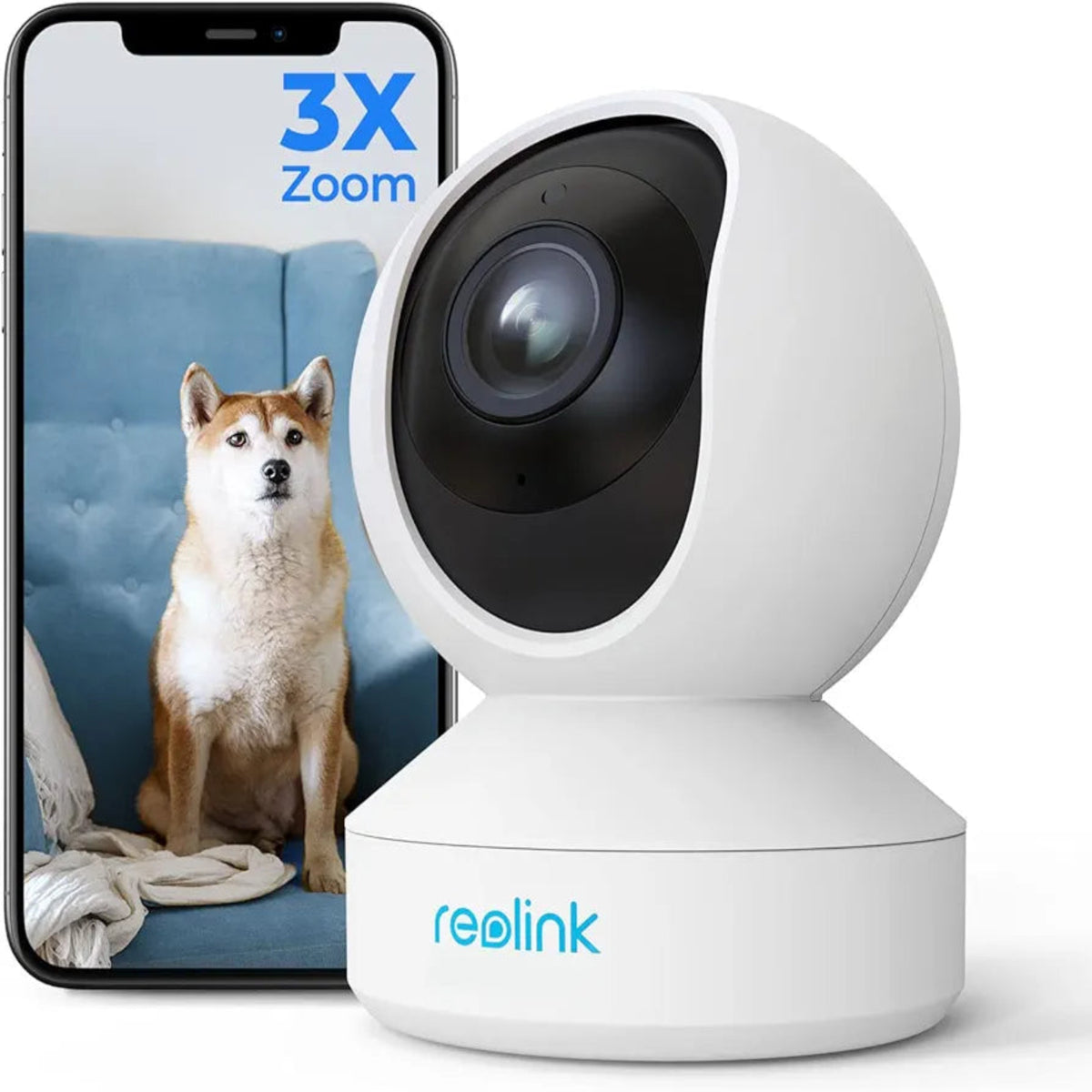 REOLINK E1  Indoor Security Camera, 2.4/5GHz Dual Band WiFi, 5MP Plug-in Pet Camera, 360 Degree Baby/Dog Monitor , Auto Tracking, Person/Pet Detection,5V/2A DC,WITHOUT BOX