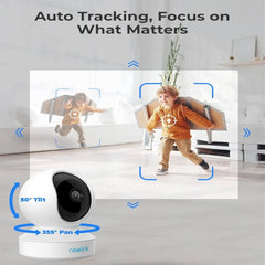 REOLINK E1 Pro Indoor Security Camera, 4MP Plug-in Pet Camera Support 2.4/5 GHz WiFi, 360 Degree Baby/Dog Monitor with Auto Tracking, Person/Pet Detection, Night Vision, 2 Way Audio, Local Storage,WITHOUT BOX